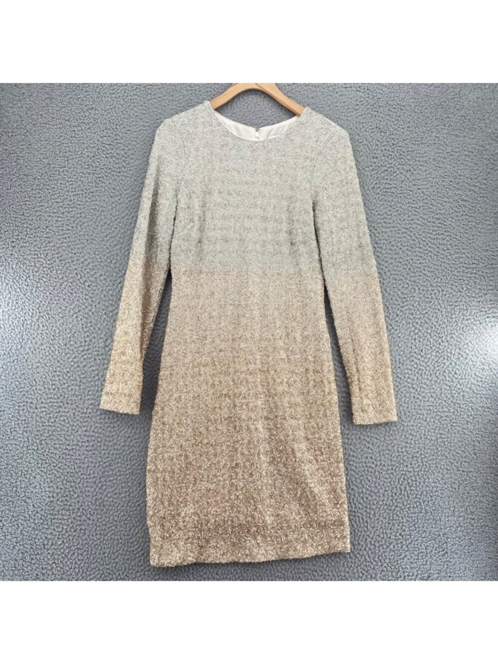 Belle Badgley Mischka Dress Women 6 Alexis Ivory Ombre Sequin Shift Cocktail NWT